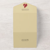 Retro Fire Hart Gestreept Huwelijksreceptie All In One Uitnodiging (Buitenkant)