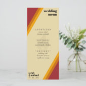 Retro Fire Hart Gestreept Huwelijksreceptie Menu (Staand voorkant)