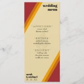 Retro Fire Hart Gestreept Huwelijksreceptie Menu (Voorkant)