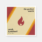 Retro Fire Heart Gestreept De Perfecte Match Trouw Servet (Voorkant)