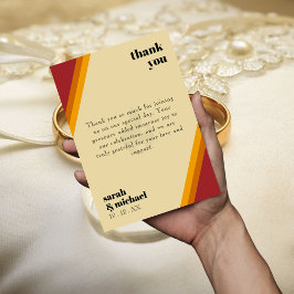 Retro Fire Heart Striped De Perfecte Match Bruilof Bedankkaart