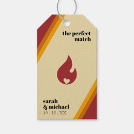 Retro Fire Heart Striped De Perfecte Match Bruilof Cadeaulabel
