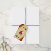 Retro Fire Heart Striped De Perfecte Match Bruilof Cadeaulabel (Met Touw)