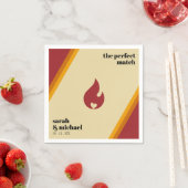 Retro Fire Heart Striped De Perfecte Match Bruilof Servet (Insitu)