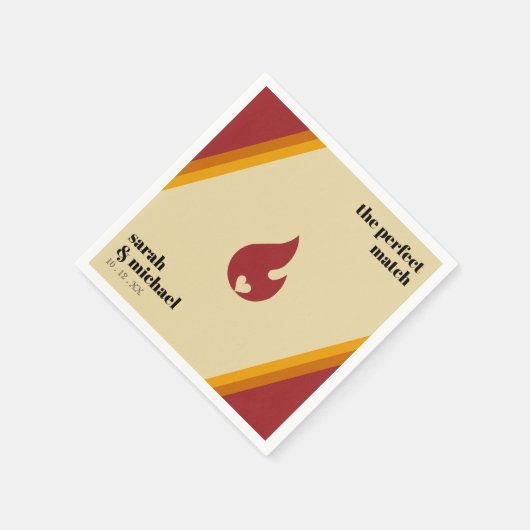 Retro Fire Heart Striped De Perfecte Match Bruilof Servet (Hoek)