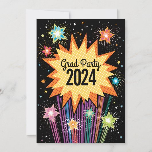 Retro Fireworks Graduation Party uitnodiging (Voorkant)