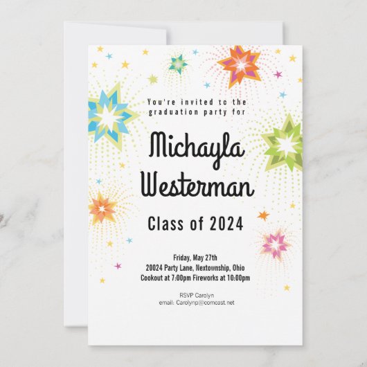 Retro Fireworks Graduation Party uitnodiging (Achterkant)