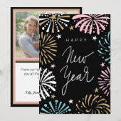 Retro Fireworks - Nieuwjaar 2023 Vakantiedenkaart Feestdagenkaart (Voorkant / Achterkant)