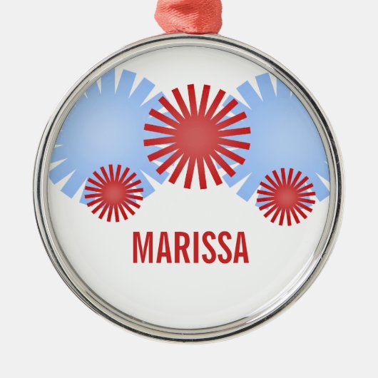 Retro Fireworks Premium Round-Ornament Metalen Ornament (Voorkant)