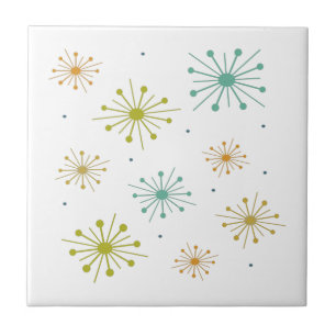 Retro Fireworks Starbursts kleurrijk midden eeuw Tegeltje