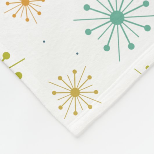 Retro Fireworks Starbursts Mid Century Pattern Fle Fleece Deken (Hoek)