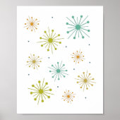 Retro Fireworks Starbursts midden eeuw Poster (Voorkant)