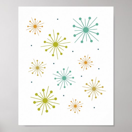 Retro Fireworks Starbursts midden eeuw Poster (Voorkant)