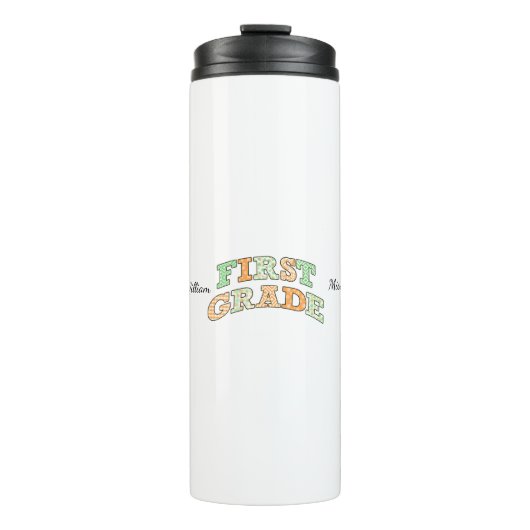 Retro First Grade Back to School Typography Thermosbeker (Voorkant)