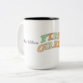 Retro First Grade Back to School Typography Tweekleurige Koffiemok (Voorkant links)