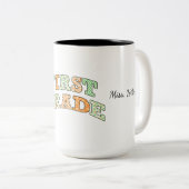 Retro First Grade Back to School Typography Tweekleurige Koffiemok (Voorkant rechts)
