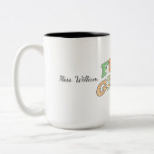 Retro First Grade Back to School Typography Tweekleurige Koffiemok (Links)
