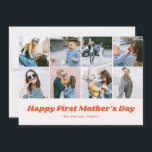 Retro First Mothers Day 12 Photo Collage  Feestdagenkaart<br><div class="desc">Elegant Mother's Day greeting card.'</div>