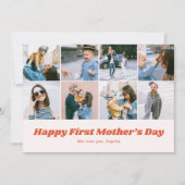 Retro First Mothers Day 12 Photo Collage  Feestdagenkaart (Voorkant)