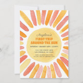 Retro First Trip omringd door de zon één verjaarda Kaart (Voorkant)