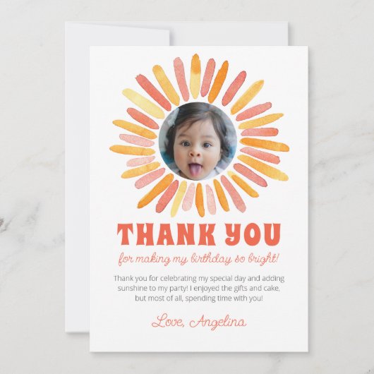 Retro First Trip rondom Sun 1st Birthday Party Bedankkaart (Voorkant)