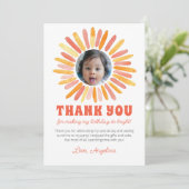 Retro First Trip rondom Sun 1st Birthday Party Bedankkaart (Staand voorkant)