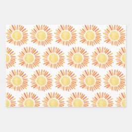 Retro First Trip rondom Sun Birthday Party Inpakpapier Vel