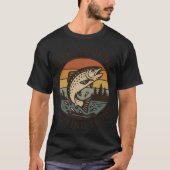 Retro Fish Around And Findrout Fishing for Fisherm T-shirt (Voorkant)