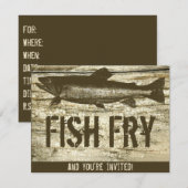 Retro Fish Fry Visvoer Hout Textuur Art Kaart (Voorkant / Achterkant)