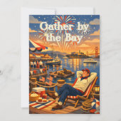 Retro Fisherman’s Wharf Fireworks Celebration Kaart (Voorkant)