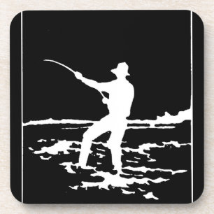 Retro Fisherman Silhouette Bier Onderzetter