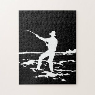 Retro Fisherman Silhouette Legpuzzel