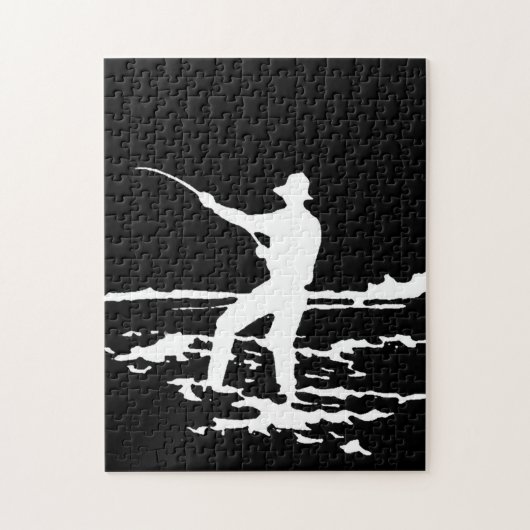 Retro Fisherman Silhouette Legpuzzel (Verticaal)