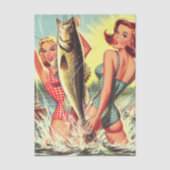 Retro Fishing Pinups Tissuepapier (Voorkant)