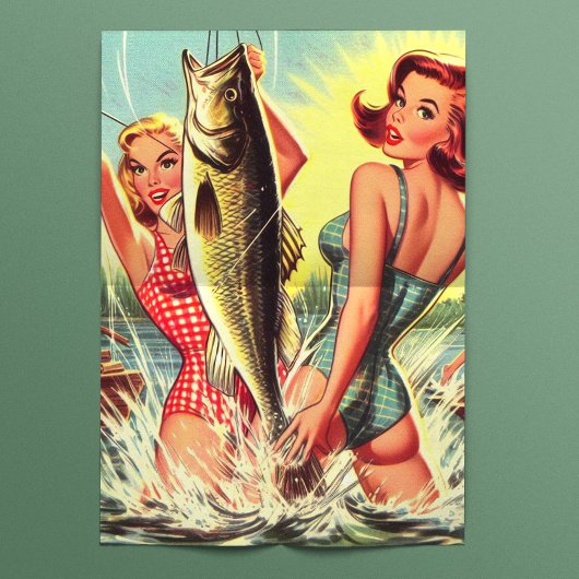 Retro Fishing Pinups Tissuepapier