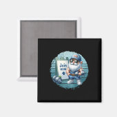 Retro Fitness Gnome In Gym Outfit With Dumbbells V Magneet (Voorkant / Achterkant)