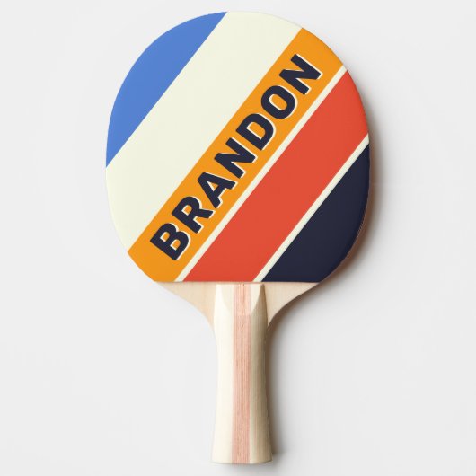 Retro Five Bold Gestreept met naam Tafeltennisbatje (Voorkant)