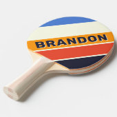 Retro Five Bold Gestreept met naam Tafeltennisbatje (Voorkant Gekanteld)