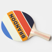 Retro Five Bold Gestreept met naam Tafeltennisbatje (Zijkant)