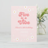 Retro Five is a Vibe daisy 5e verjaardag Kaart (Staand voorkant)