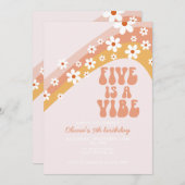 Retro Five is een Vibe Groovy 5-jarige verjaardag Kaart (Voorkant / Achterkant)