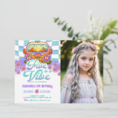 Retro FIVE is een Vibe Groovy 5th Verjaardagsfoto Kaart (Staand voorkant)