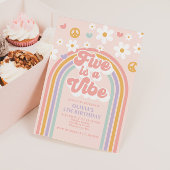 Retro Five is een Vibe Rainbow 5th Birthday Kaart