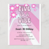 Retro Five is een Vibe Rainbow Pink Birthday Flyer (Voorkant)