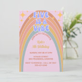 Retro Five is een Vibe Rainbow Pink Birthday Kaart (Staand voorkant)