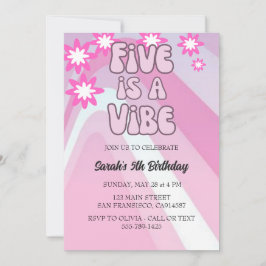 Retro Five is een Vibe Rainbow Pink Birthday Kaart