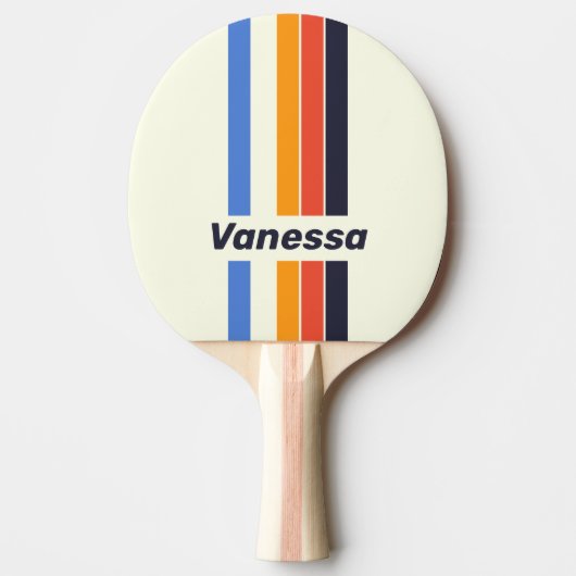 Retro Five Pin Gestreept met Naam Tafeltennisbatje (Voorkant)