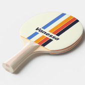 Retro Five Pin Gestreept met Naam Tafeltennisbatje (Voorkant Gekanteld)