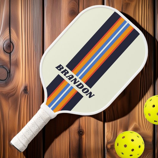 Retro Five Rally Strepen met Naam Pickleball Paddle