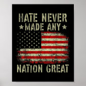 Retro Flag Hate heeft nooit een natie groot anti-T Poster (Voorkant)